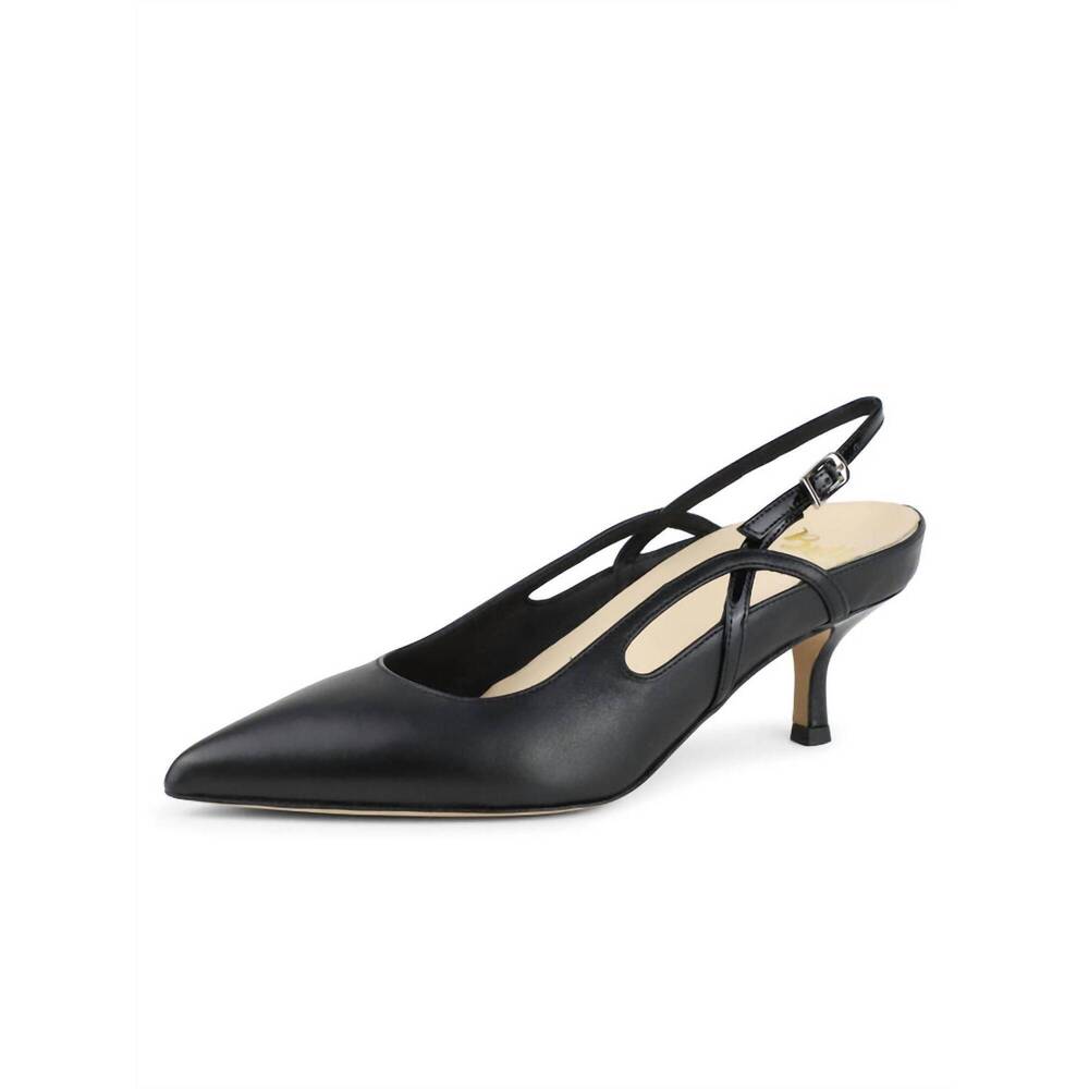 NEW BUTTER sadetta pointed toe slingback in black leather